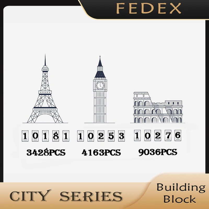 

MOC City Series Architecture Building Block Bricks Paris Tower London BigBen Colosseum Educational Children Toys Birthday Gifts