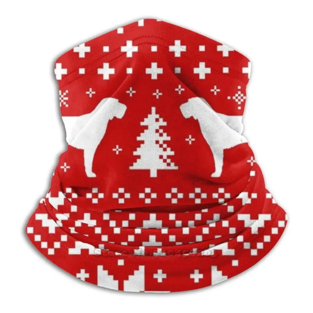 

Spinone Italiano Silhouettes Red And White Christmas Holiday Pattern 3D Bandana Face Neck Warmer Soft Fleece Mask Sport Scarf
