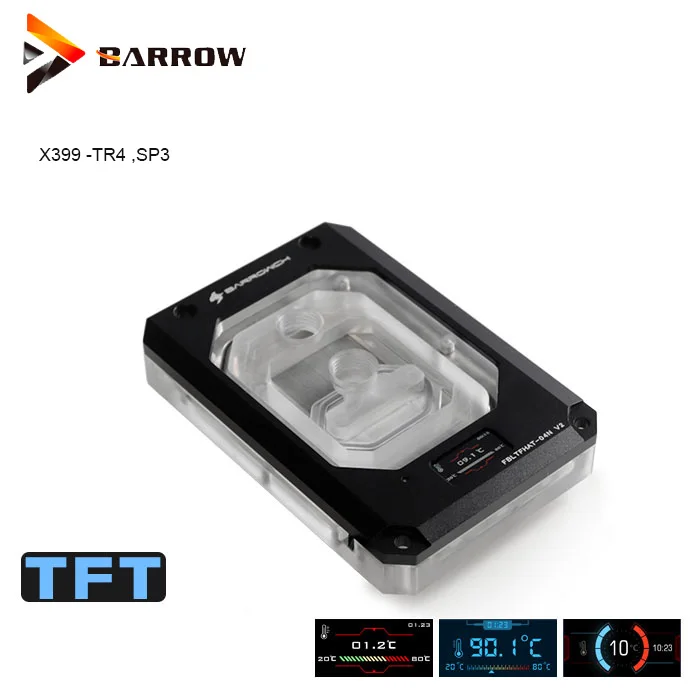Barrowch OLED дисплей температуры водяного охлаждения FBLTFHAT-04N V2 кулер для процессора AMD Threadripper X399 TR4, SP3 блок процессора
