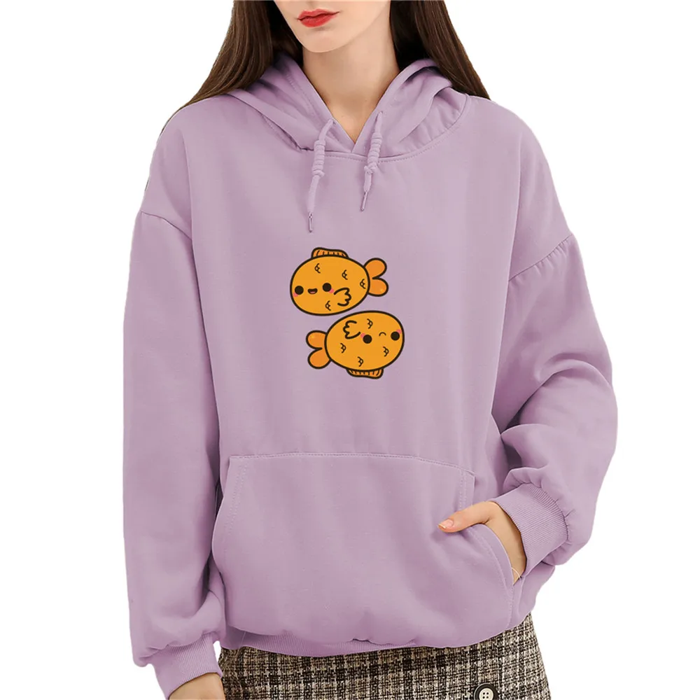 Women Hoodies Harajuku High Quality Cotton Fish Printed Sweatshirts Ullzang Funny Cartoon 90s Sweetshirts Graphic Oversize Hoody