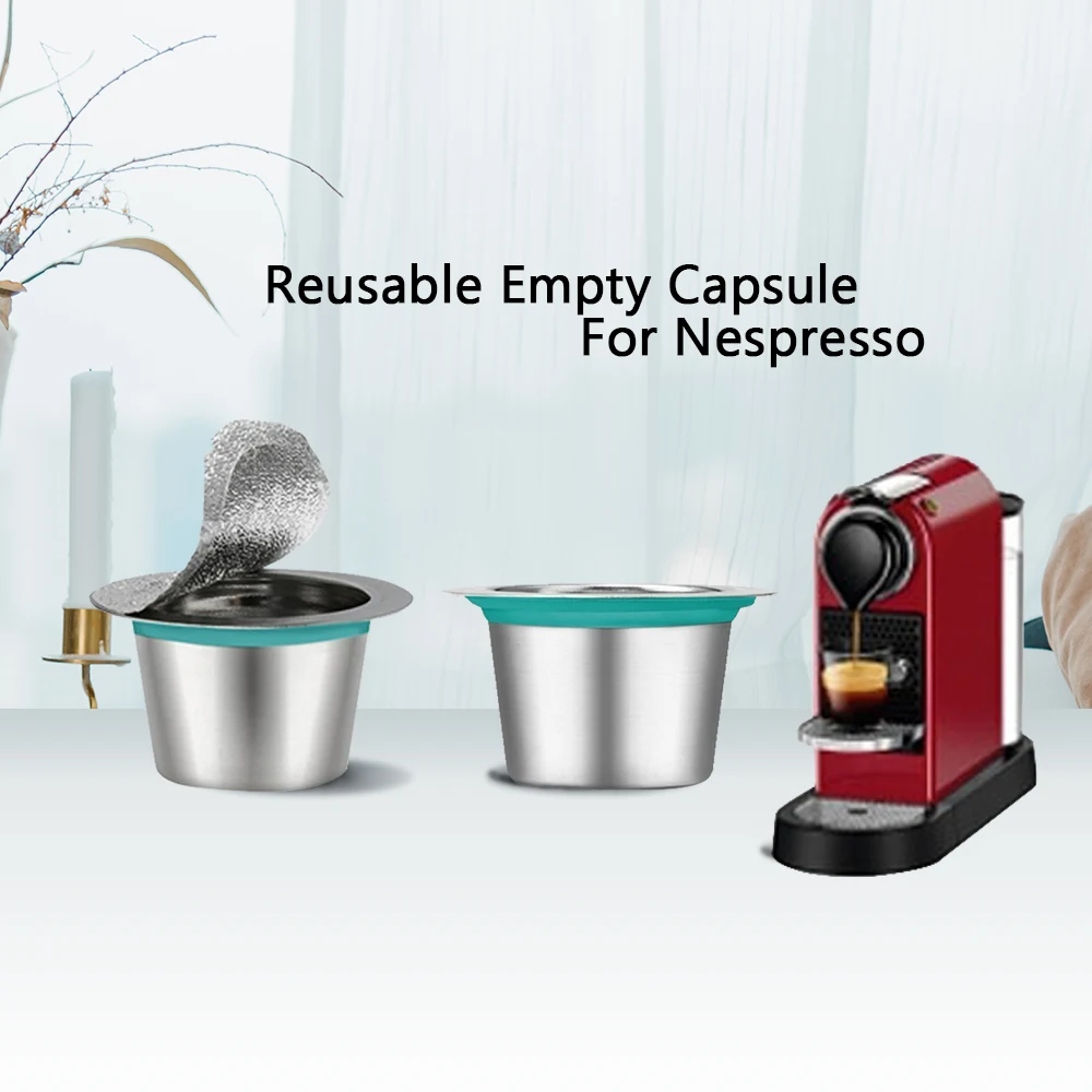 

10 Pods 100 Seals Stainless Steel Nesspreso Refillable Capsulas Nespresso Coffee Capsule Pods Reusable Nespresso Coffee Filters