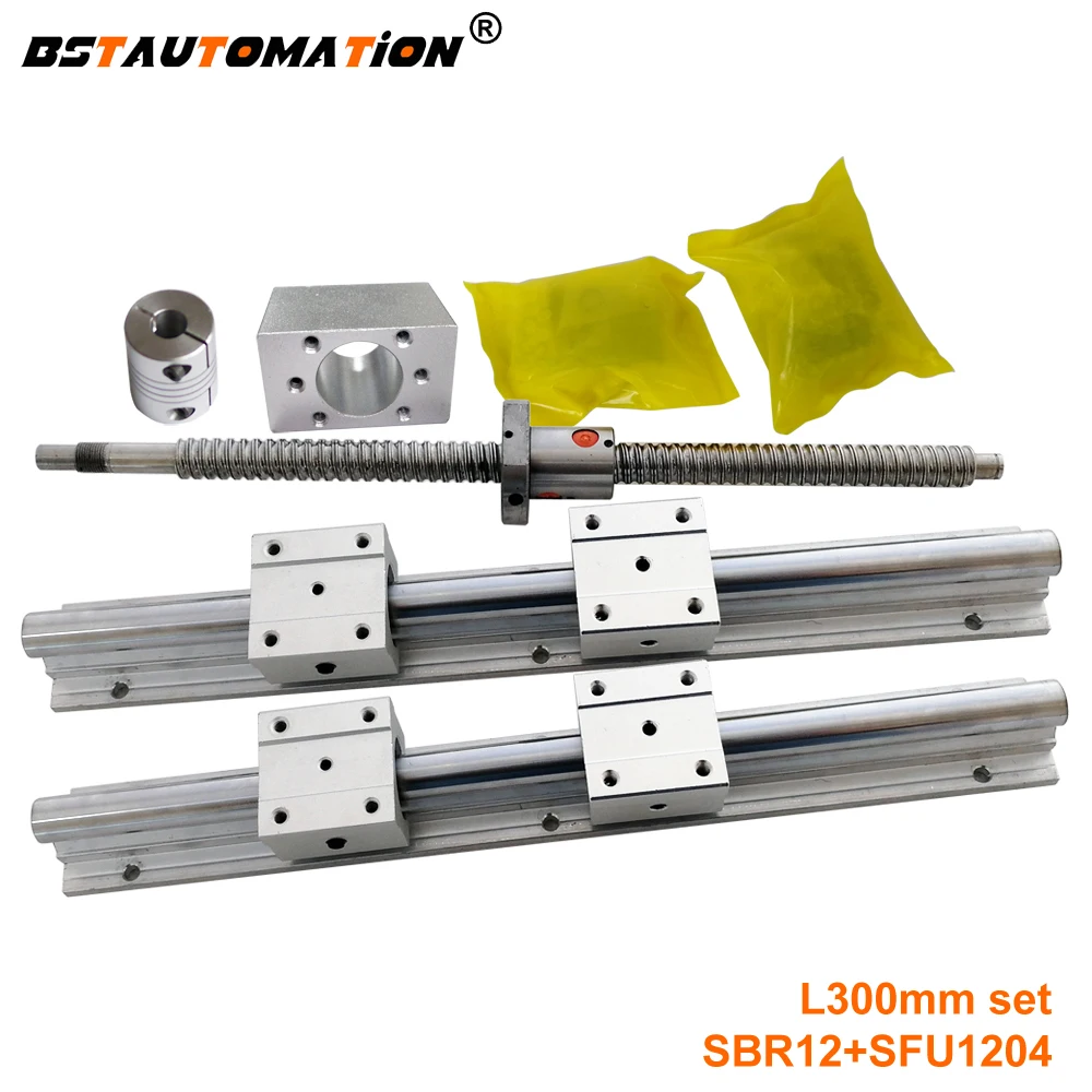 

SBR12 Linear Rail SBR12UU Block SFU1204 Ball Screw 300mm 1204 Ballnut Bracket End Support Bearing BK10 BF10 Coupling Router Part