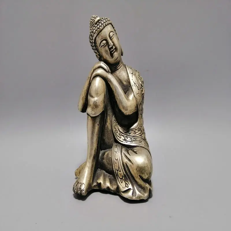 

5 "Тибетский Буддизм Медь серебряное покрытие сиденья для сна статуя Будды Шакьямуни Коллекция украшения Статуи и скульптуры