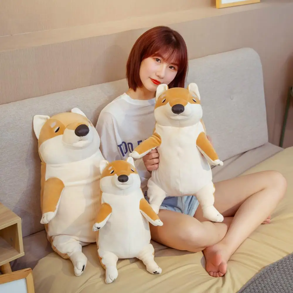 Hot 1pc 40-60cm Cartoon Lying Plush Stuffed Dog Big Toys Shiba Inu Doll Lovely Animal Children Birthday Gift Corgi Pillow | Игрушки и