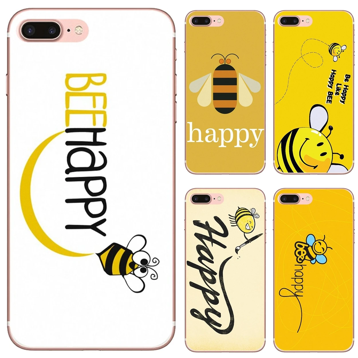 

For iPhone 10 11 12 13 Mini Pro 4S 5S SE 5C 6 6S 7 8 X XR XS Plus Max 2020 Phone Case Cartoon Little Yellow Bee Happy