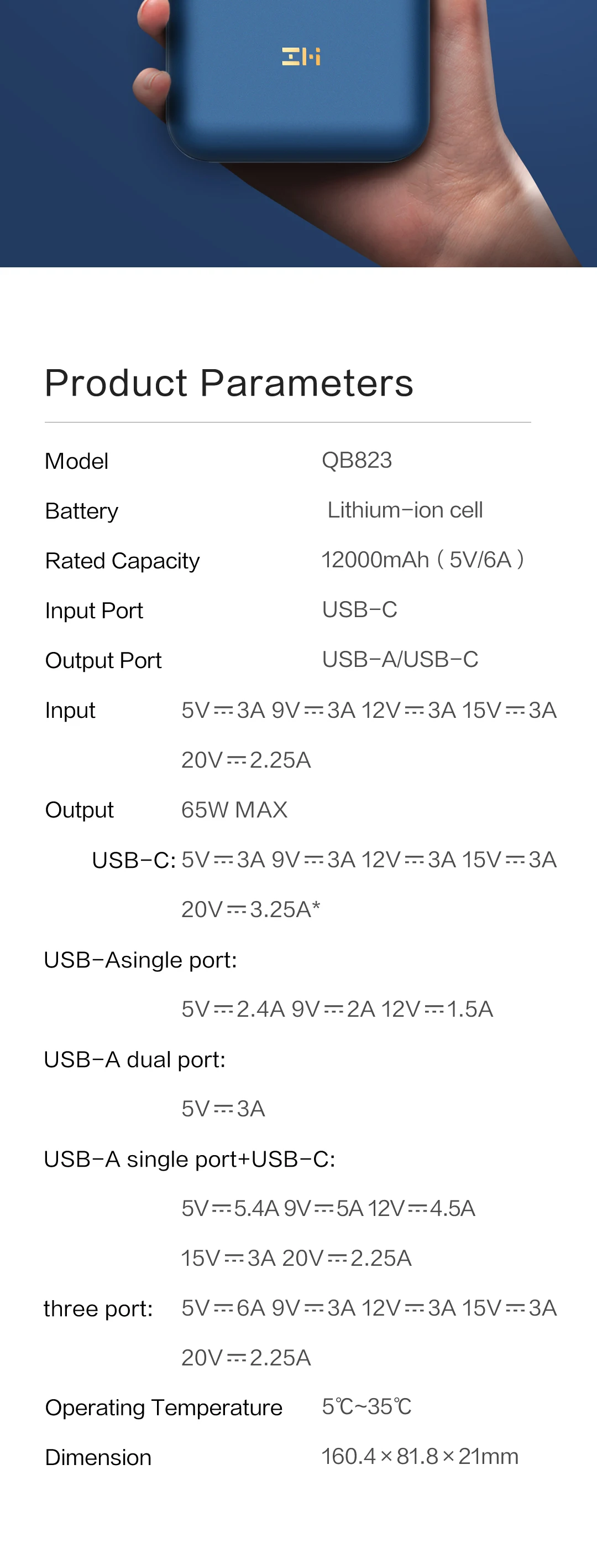 ZMI QB823 65 Вт 20000 мАч PRO power Bank QC 3,0 Быстрая зарядка для ноутбука для Xiaomi Mi 9 для iPhone 11 для переключателя