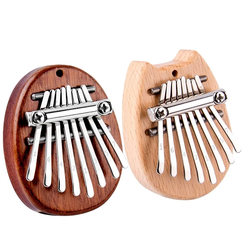 

2 упаковки калимба 8 ключей большого пальца пианино мини калимба Портативный деревянный Пальчиковый игрушечное пианино кулон музыкальный и...
