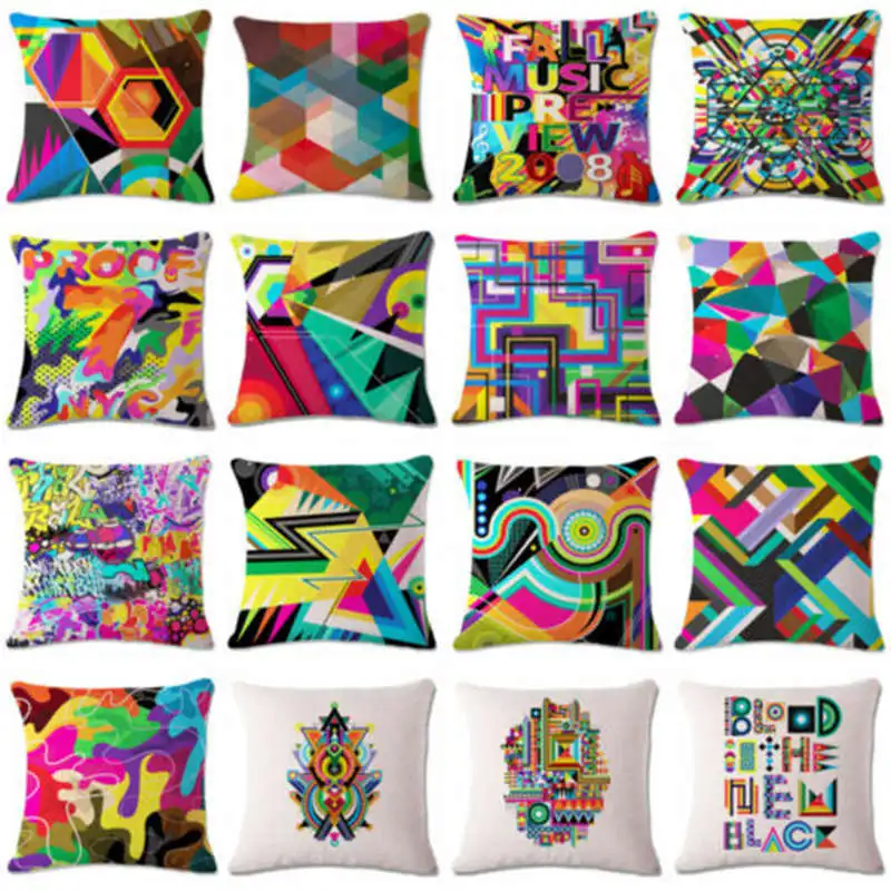 Красочная наволочка в геометрическую полоску декомпрессионная декоративная