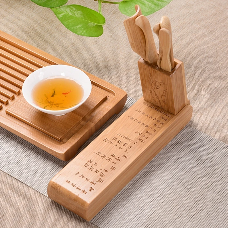 

R2JC Chinese Foldable Cha Dao Set Folding Tea Ceremony Bamboo Tea Tool Set Bamboo Gongfu Tea Utensils Teaware Needle Spoon
