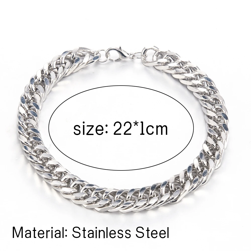 

High Quality Men Stainless Steel Chain Link Bracelet Fashion Hand Chain Bangle Simple Bracelet Jewelry For Boyfriend Gift