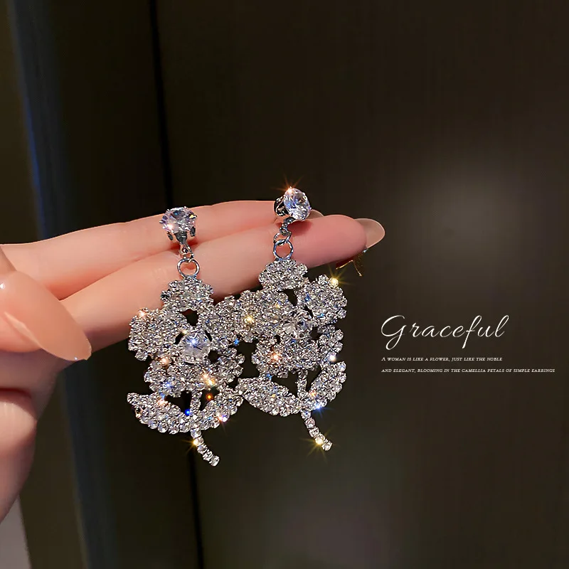 

AAA Cubic Zircon Gorgeous Rose Flower Earrings For Women Shinning Jewelry For Wedding Party Luxury Gift