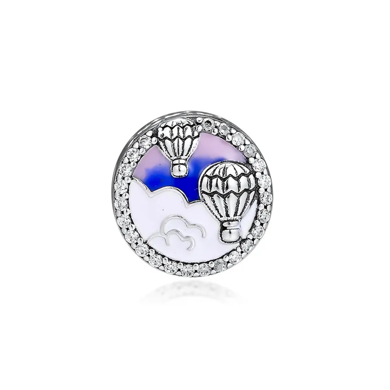 

Fits Bracelets Genuine 925 Sterling Silver Hot Air Balloon Trip Charm Beads for Jewelry Making kralen abalorios F987