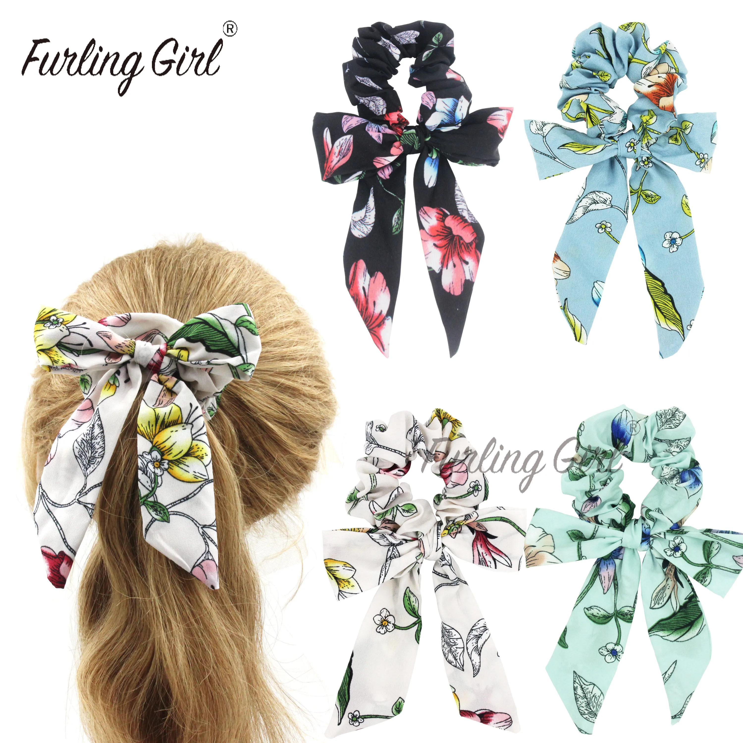 

Furling Girl 1 PC Azalea Floral Bowknot Elastic Hair Bands Rhododen Headbands Multi Functional Hair Scrunchies Hair Accessories