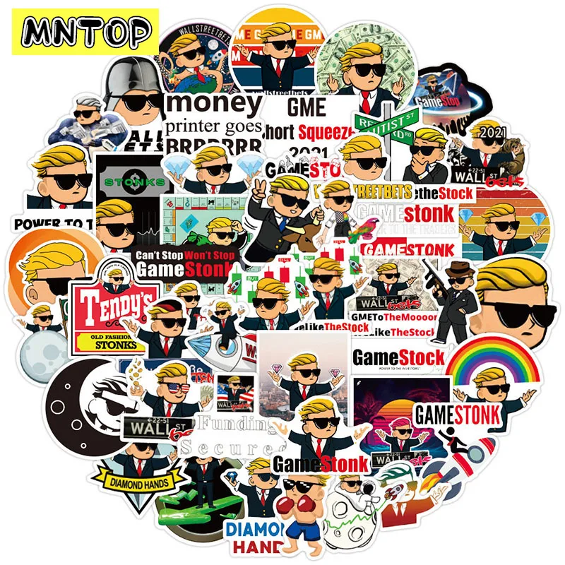 10/30/50Pcs/set Wallstreetbets GameStop  Cartoon Graffiti Stickers For Refrigerator Motorcycle Laptop Kid  Notebook Luggage