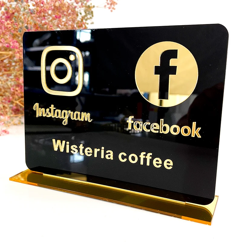 Пользовательский Instagram Facebook Настольный Знак Персонализированный зеркальный