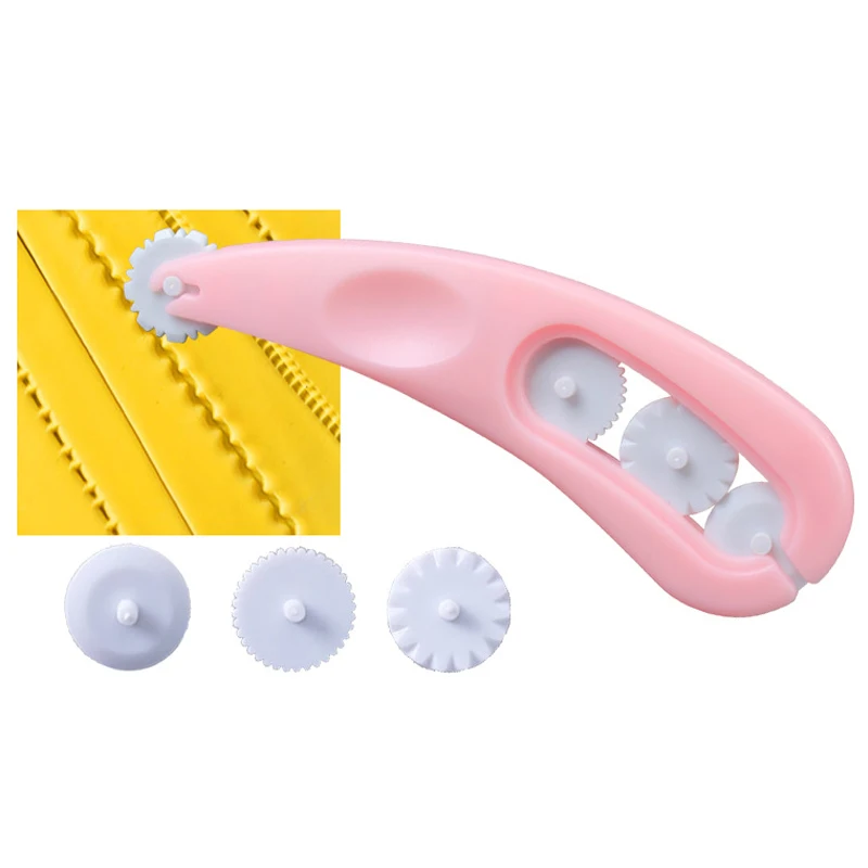 

Roller Embossing Machine Solid Color Useful Embosser Pastry Tools Cake Decoration Mold 4 Wheels Fondant Embosser Cutter