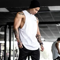 mens tank tops athletic sleeveless a shirt patchwork curved hem cotton undershirt for workout training basic top tee