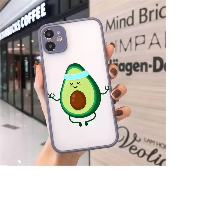 

Cute cartoon aguacate Fitness fruit Phone Cases Matte Transparent For iPhone 12 Mini 11 Pro XR XS Max 7 8 Plus