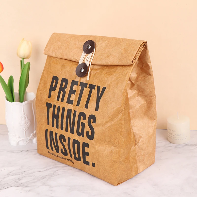 Snack Cooler Picnic Container Brown Paper Lunch Bag Reusable