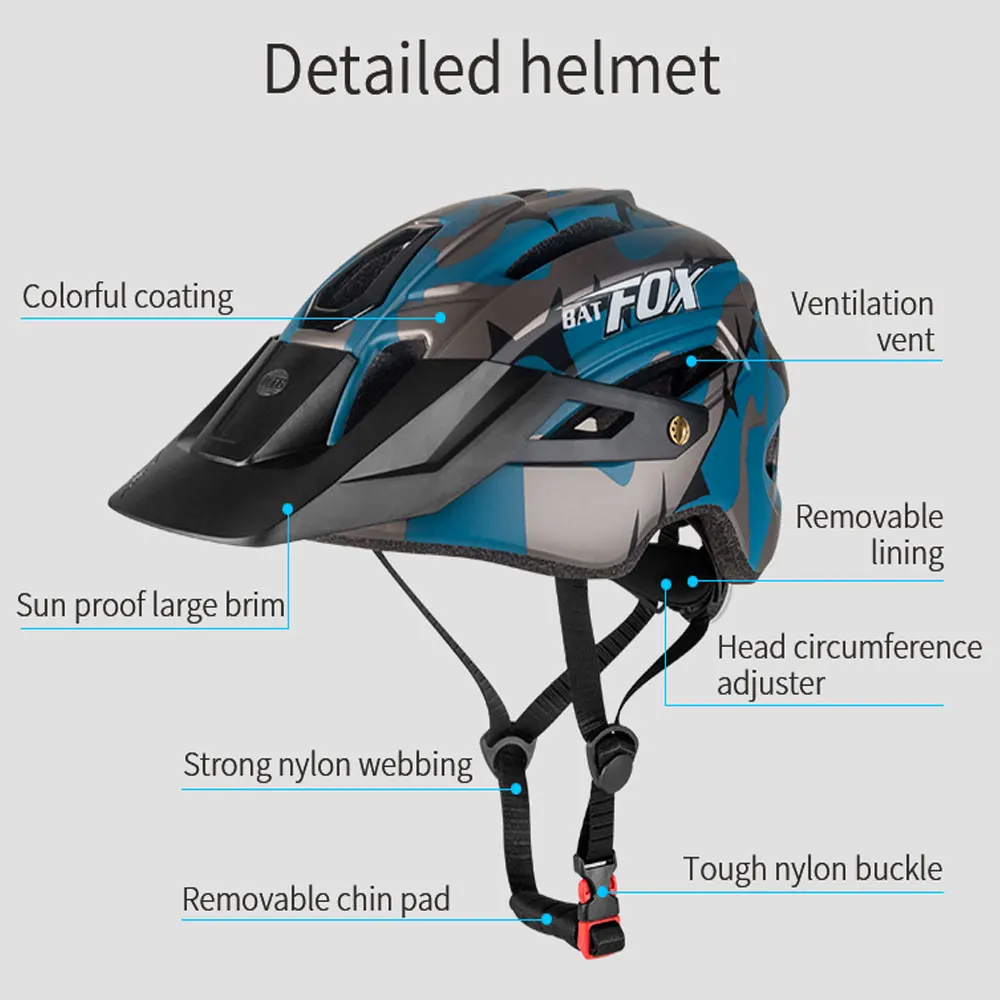 Новинка 2019 Камуфляжный мужской шлем Batfox для горного велосипеда дышащий большой