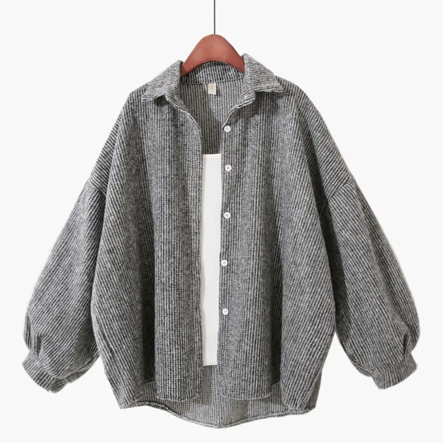 Женская тонкая шерстяная Свободная Повседневная Однотонная рубашка женская с