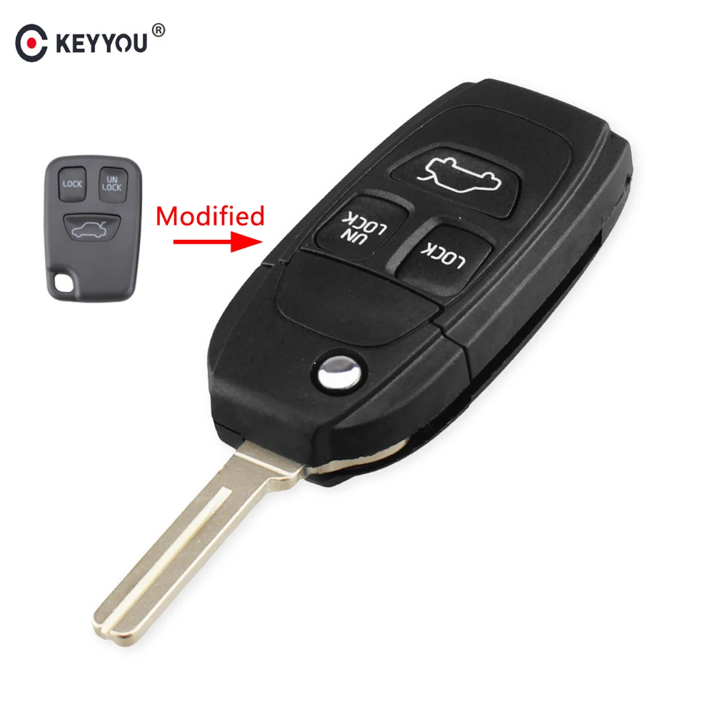 

KEYYOU 10PCS Modified Switchblade Flip Folding Smart Remote Car Key Shell Fob Case For Volvo S40 S60 S70 S80 V40 V70 XC90 XC70