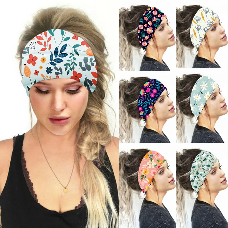 

Fashion Floral print Knot Women Sports Yoga Headband Vintage Hairband Girls Headwear Leopard Scarf Hair Accessories
