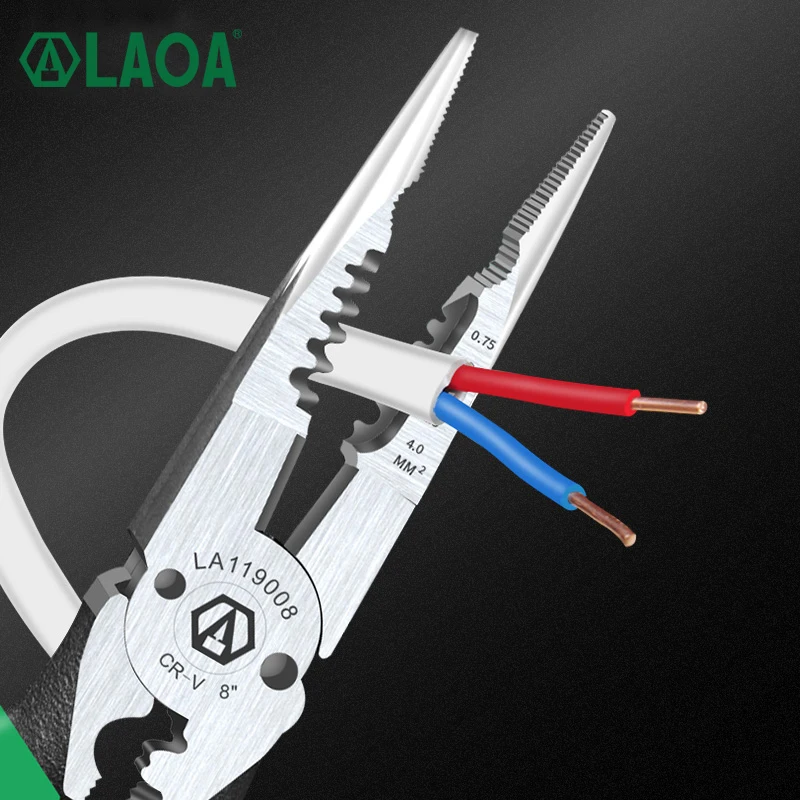 Многоплоскогубцы LAOA 8 дюймов кусачки Cr-V обжимной инструмент 6 в 1 с игольчатым