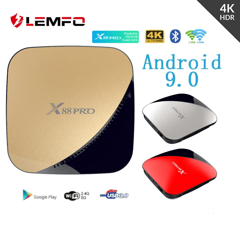 LEMFO X88 PRO 9 0 Android tv Box 4K 2 4G/5G WiFi 4 Гб ram 64 ГБ 32 RK3318 медиаплеер Youtube Google Play Smart
