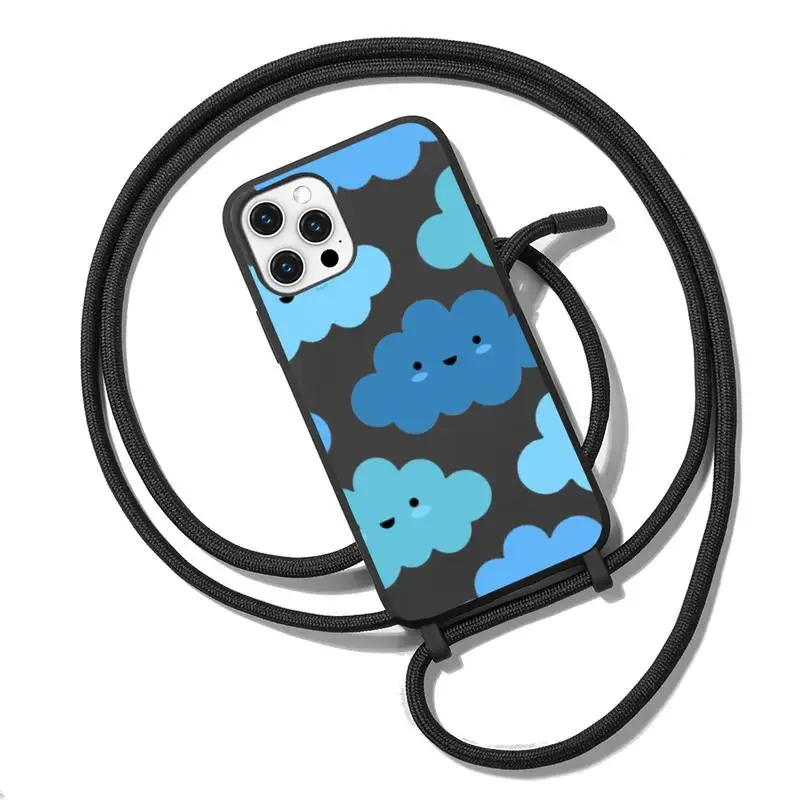 

Cartoon clouds blue cute lovely Phone Case Necklace Lanyard for iPhone 12 11 8 7 se 2020 mini pro X XS XR MAX Plus