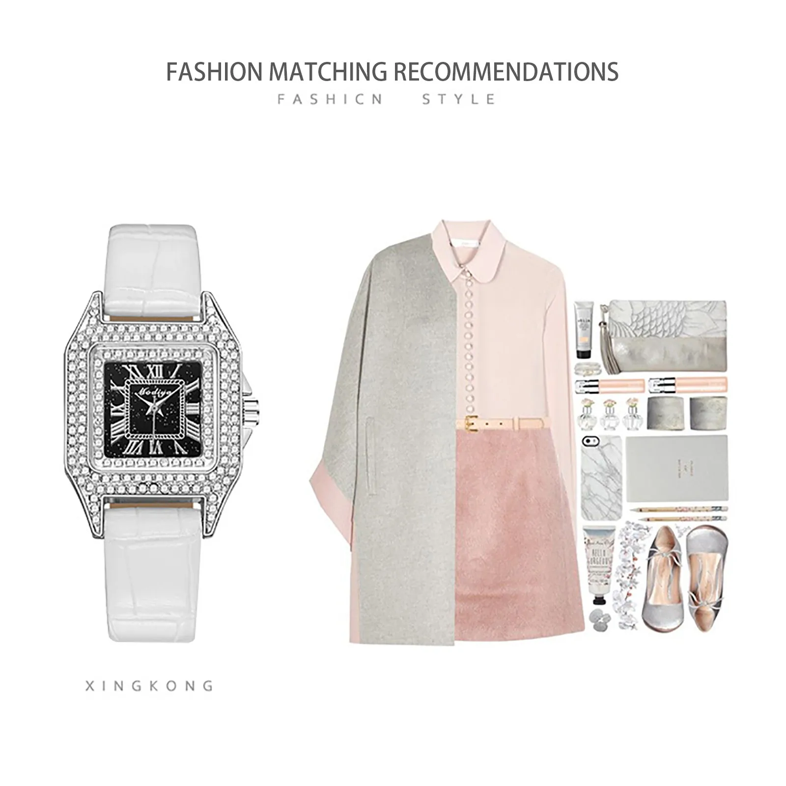 

Women Watches Fashion Square Ladies Casual Quartz Watch Bracelet Set Green Dial Simple Rose Gold new flash Mesh Watches