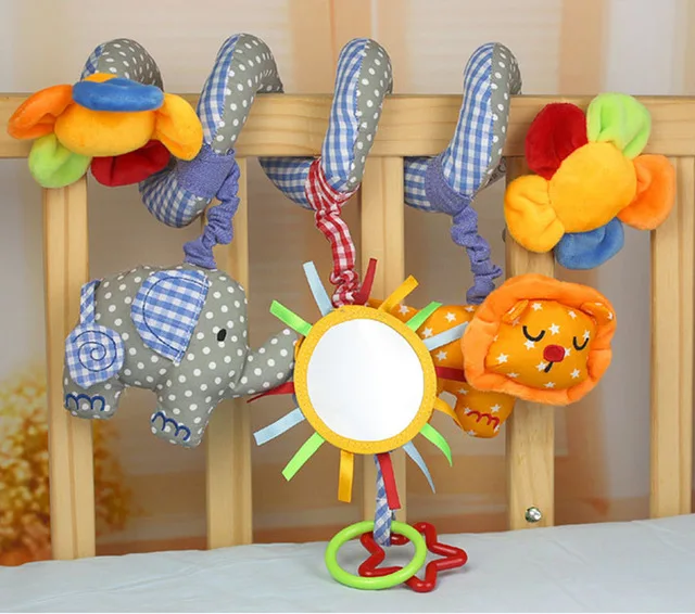 Lion Stroller Toys Детская коляска, игрушки, милые животные, погремушка, кровать, кроватка, автомобильная подвесная коляска, спиральные плюшевые успокаивающие игрушки, прорезыватель, Развивающая погремушка, игрушка - Цвет: Lion Stroller Toys