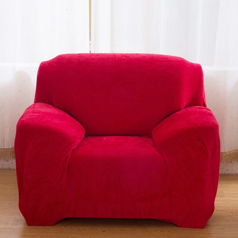 Model 1 Red Зимние супер мягкие плюшевые чехлы для диванов однотонные Цвет утепленные стрейч все включено чехол для дивана, чехол для дивана, для возраста от 1/2/3/4 сиденья - Цвет: Model 1 Red