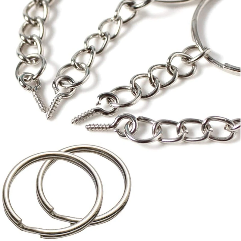 

150PCS Keyring Rings Key Chain Rings Keyring Chains Split Metal Key Rings with Link Chain and Screw Eye Pins for Crafts