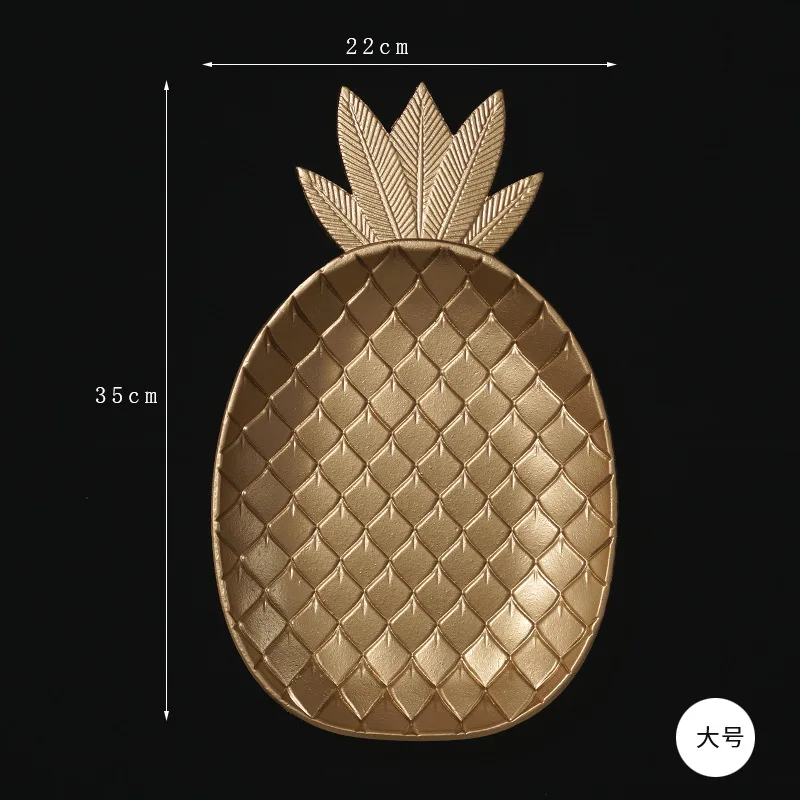

Decorative Trays Decorative Gold Leaf Dish Golden Pineapple Jewelry Pallet Fruit Snack Dish Dessert Tray Decoration Organizer
