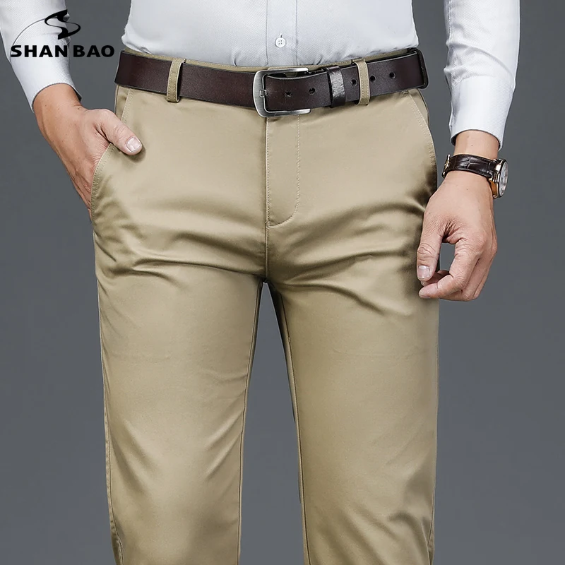 

Осень-зима 2021 брендовые Стрейчевые прямые брюки SHAN BAO классический стиль Молодежные мужские деловые повседневные брюки 6 цветов