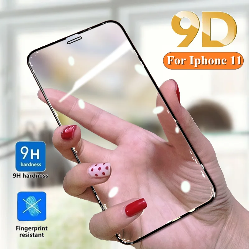 Закаленное стекло 9D для Iphone 11 8 7 6 6S Plus защитная пленка Apple Pro X XS Max XR полная защита