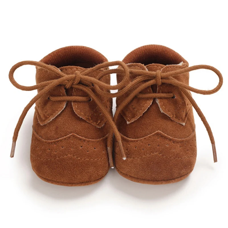 Zapatos suaves con cordones s&oacute;lidos para beb&eacute;, zapatillas antideslizantes de cuero PU, bonitos para primeros pasos-1