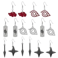 anime props jewelry konoha earrings for women akatsuki red cloud ear hoops ninja darts dangle earring fans creative gift