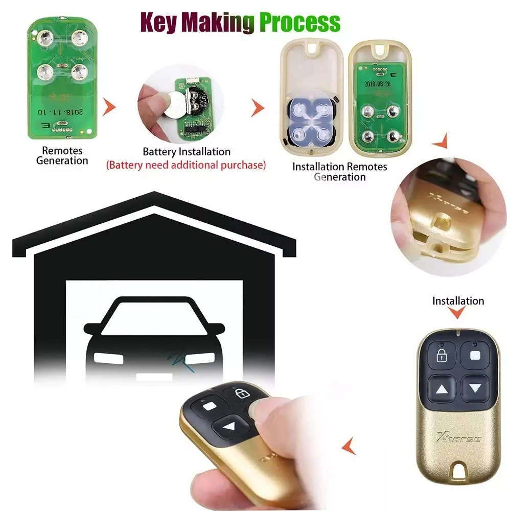 

XKXH05EN Xhorse VVDi Wired Universal Remote Key 4 Buttons For VVDI2 Mini Key Tool And VVDI Key Tool