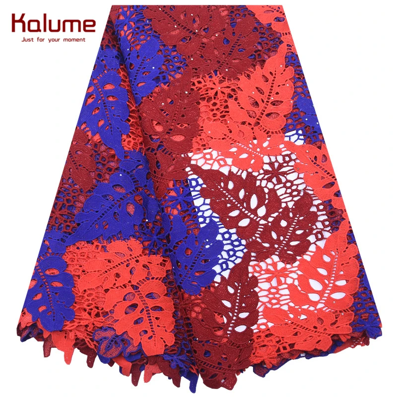 Kalume Новое поступление Многоцветный Африканский гипюр шнур кружевная ткань с