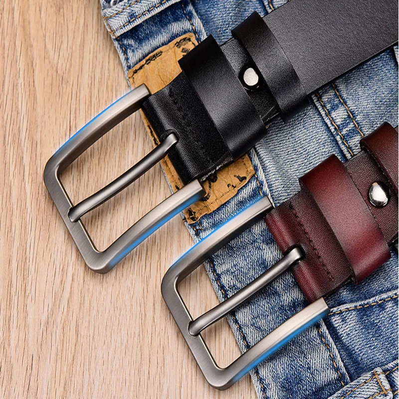

Men's genuine leather Belt women's brand designer superior quality alloy Pin buckle cowhide Simplicity belt