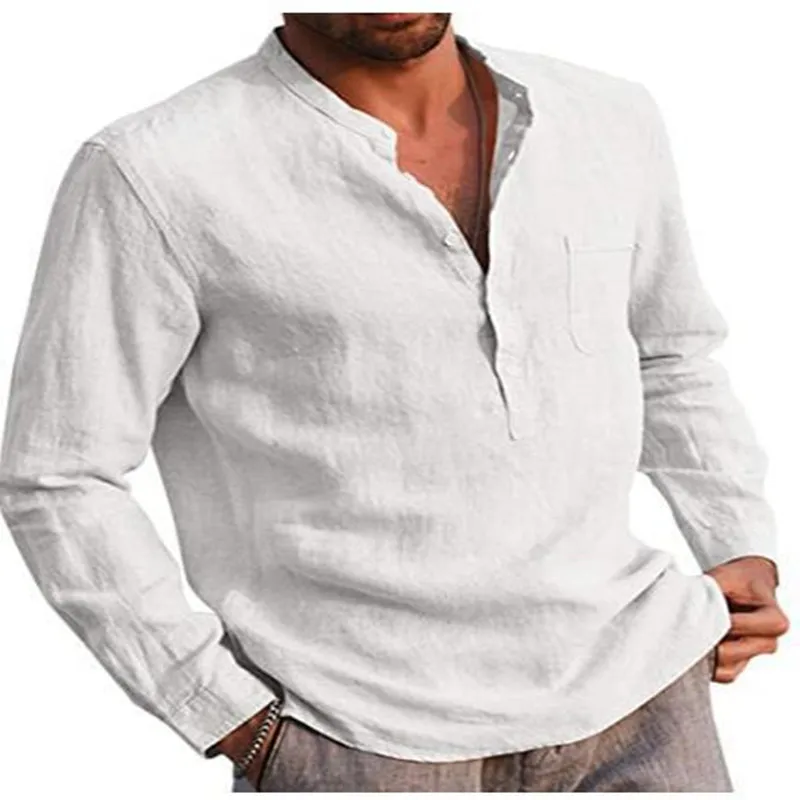 

Men's Long-sleeved V-neck Casual Beach Linen Shirts for Men Men Shirts Men Clothing T Shirts Men Longsleeve Shirt for Men Shirt