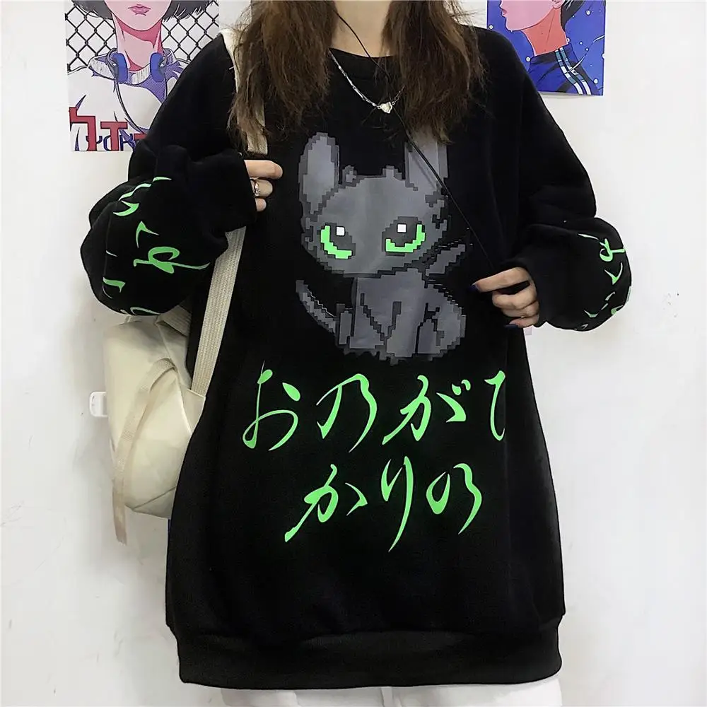 

Autumn Hoodie Women College Hoodie Vintage Loose Round Neck Long Sleeve Pullover Casual Man Hoodie Harajuku Cartoon Print Hoodie