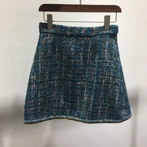 Skirt Женские дизайнерские клетчатые куртки высокого качества Осень/Зима OL элегантное твидовое пальто A766 - Цвет: Skirt