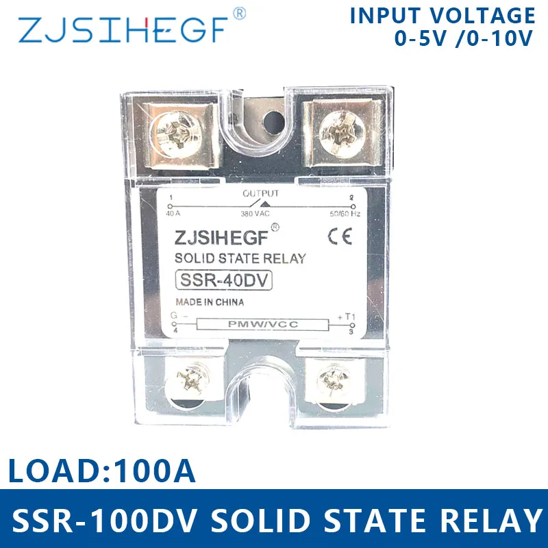 100A SSR вход 0 5 В/0 10VDC выход однофазный твердотельные реле 100DV регулятор напряжения с