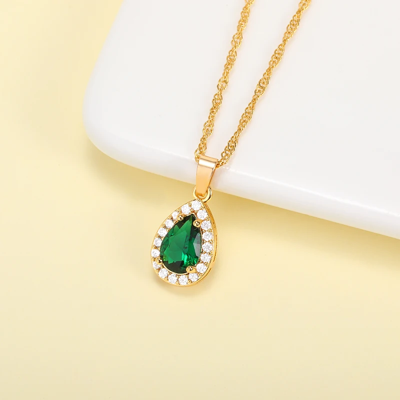 Винтажное темно-зеленое ожерелье для женщин ювелирные изделия подвеска в форме