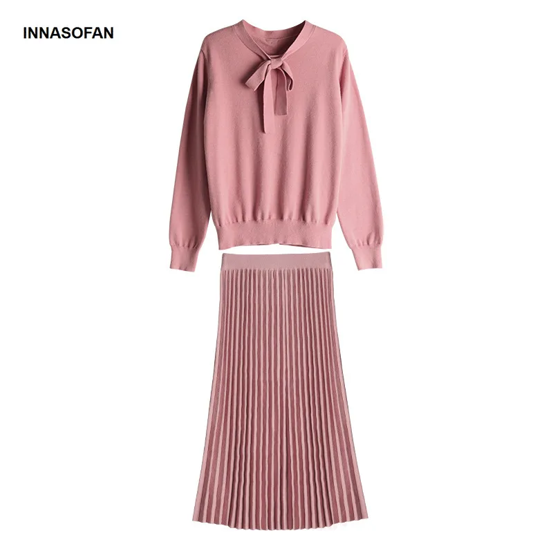 INNASOFAN вязаный костюм женский Осень Зима Евро американский шикарный