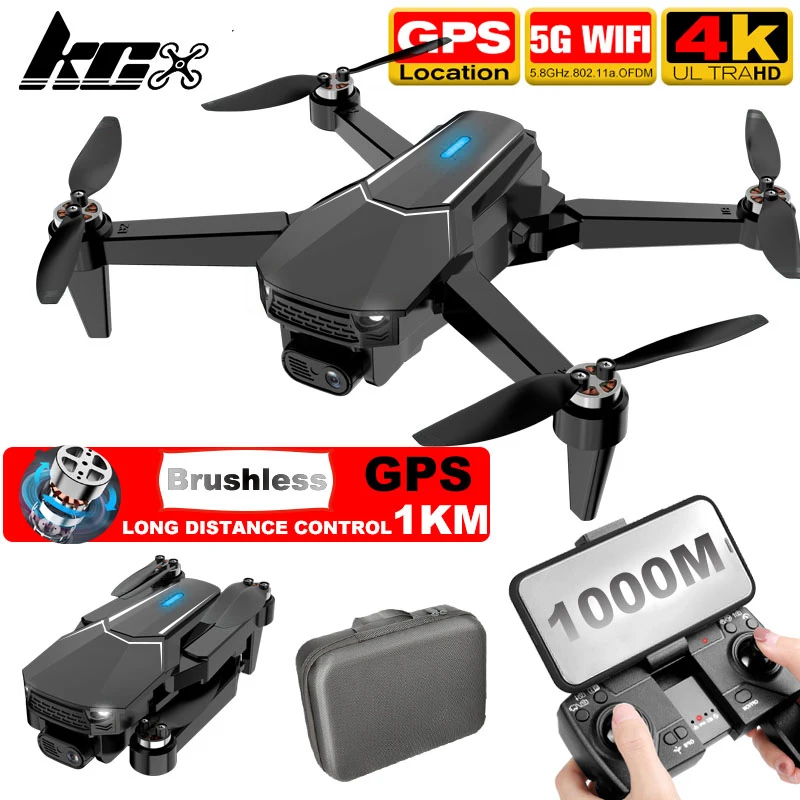 

KCX S9 Quadcopter Camera Drone 4K GPS Professional 5G WiFi FPV 1KM Long Distance Brushless Foldable Dron PK SG906