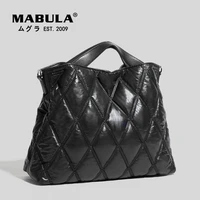 mabula simple stylish women quilted satchels handbags nylon feather down padded crossbody bag large winter pillow work purses
